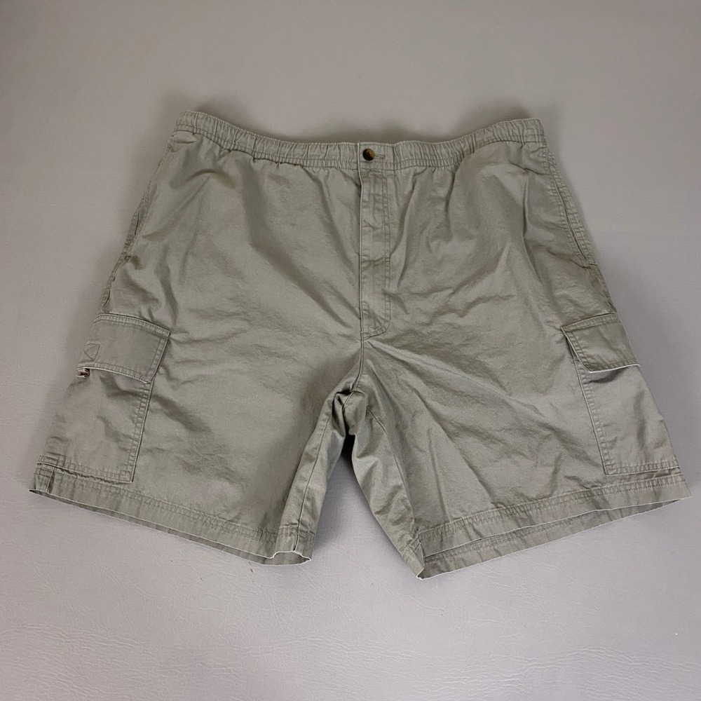 Haggar Cargo Shorts Men's Size 42 Olive‎ Green Cotton Elastic Waist Lightweight